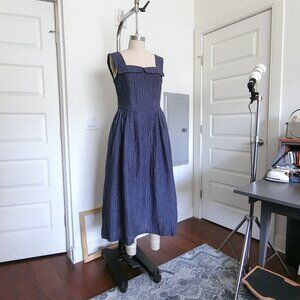 Navy Pinstripe Midi Sundress
